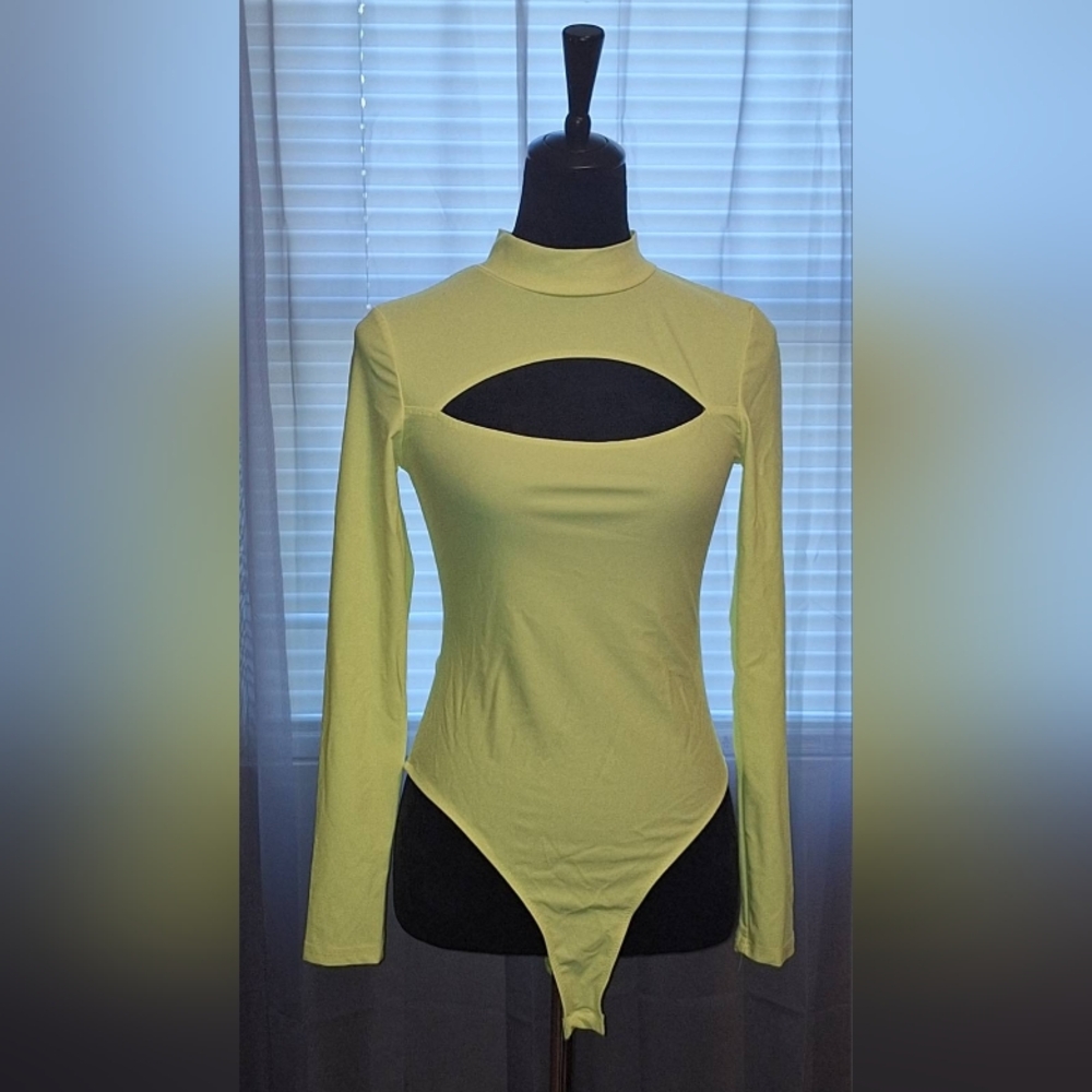 Shein SXY Mock Neck Cut-Out Long Sleeve Bodysuit